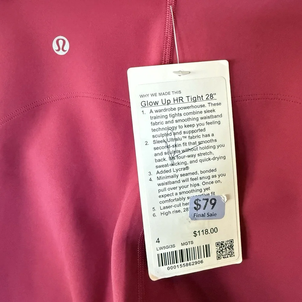 NWT Lululemon Size 4 Glow Up HR Tight Leggings 28